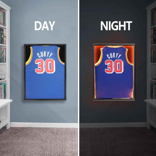 Jersey Frame Display Case, Large Lockable Shadow Box Sports Jersey Frame with 98% UV Protection Acrylic and 2 Hanger for Baseball Basketball Football Soccer Hockey Shirt,Uniform, Graduates Black