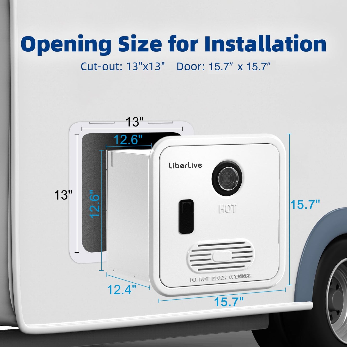 RV Tankless Water Heater, On Demand Instant Propane Gas RV Hot Water Heater, DC 12V, 15 x 15 inch Door & Front Water Outlet, 55000 BTUs 3.9 GPM, Compatible with All RVs, Camper, CSA Certificated