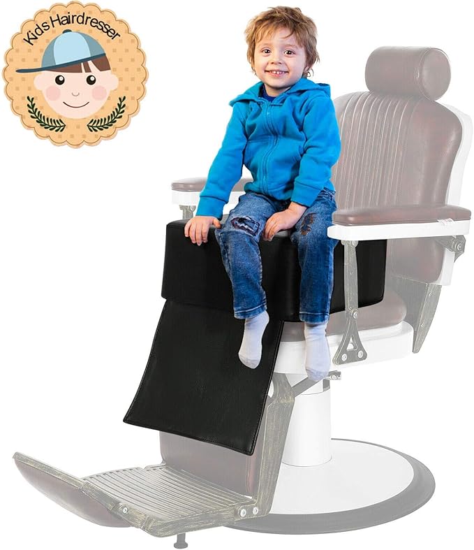 Artist hand Children Leather Cushion Oversize Barber Salon Booster Seat,Spa Equipment Black