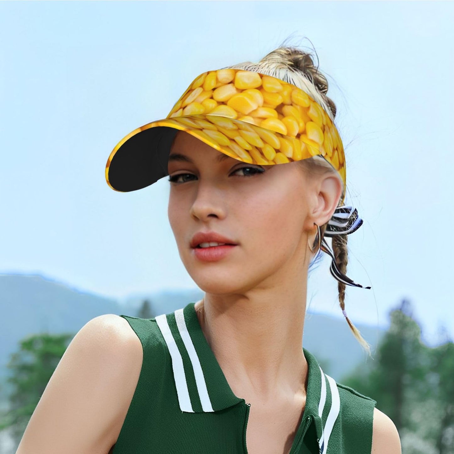 Sports Sun Visor Hats Canned Corn Ball Caps Empty Top Adjustable Baseball Sun Cap Hat for Women Men