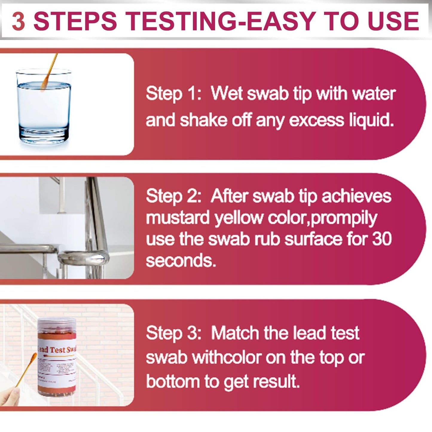 AssuTest Lead Test Kit (30 Immediate Result Swabs) Results in Just 30 Seconds. at Home Lead Test Kit，Use for Various Surfaces - Paint, Crockery, Toys, Jewellery, Metals, Ceramics, Woodwork