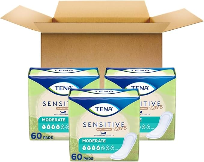TENA Sensitive Care Extra Coverage Moderate Absorbency Incontinence Bladder Control Pad, 180 count