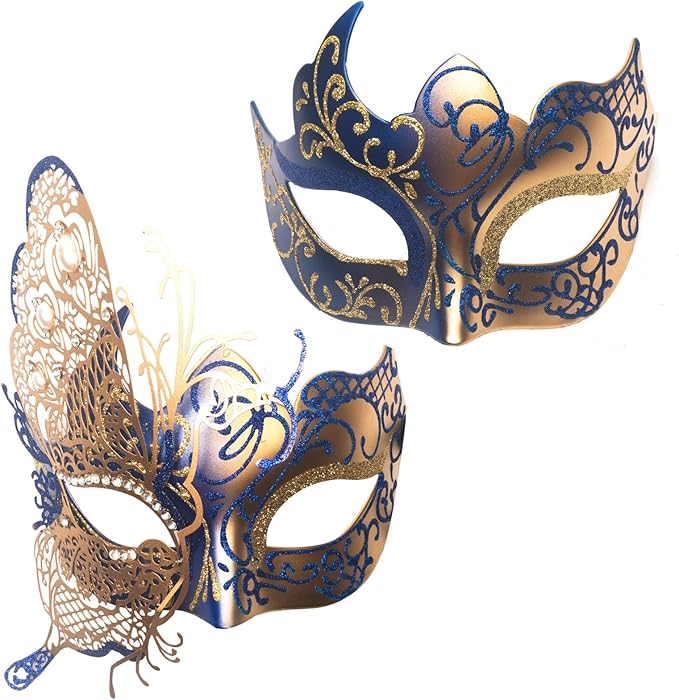 Seglorwy Masquerade Mask for Couples, Women Men Venetian Mardi Gras Halloween Christmas Party Couple Masquerade Mask (Butt...