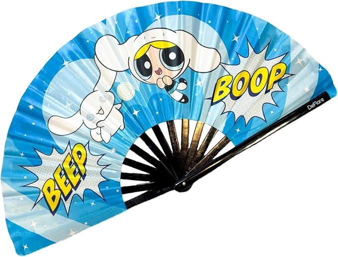 DeFlare | Kawaii Rave Fan | Large Hand Fan | Festival Gear & Accessory | Rave Accessory | EDM Rave Fan | Festival Fans