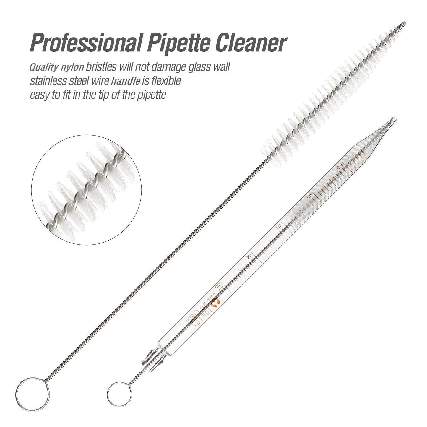 2Pcs Glass Graduated Dropper Pipette for Liquid Essential Oil, 10ml Lab Dropper Pipettes Transfer with Rubber Cap and 1Pc Cleaning Brush