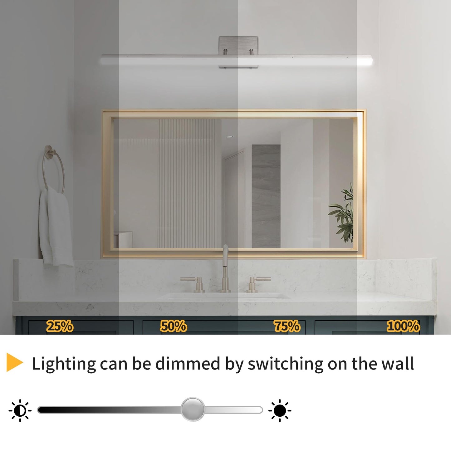 SOGOTING 48in Modern LED Brushed Nickel Vanity Light Bar, Adjustable Bathroom Light Fixtures Over Mirror, Dimmable 46W 3200LM 5000K Cool White
