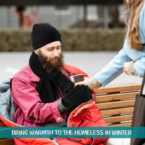 Zhanmai 72 Pcs Winter Beanies Gloves Scarves Bulk Homeless Knitted Winter Hats Fleece Neck Scarf Warmer Set for Men Women