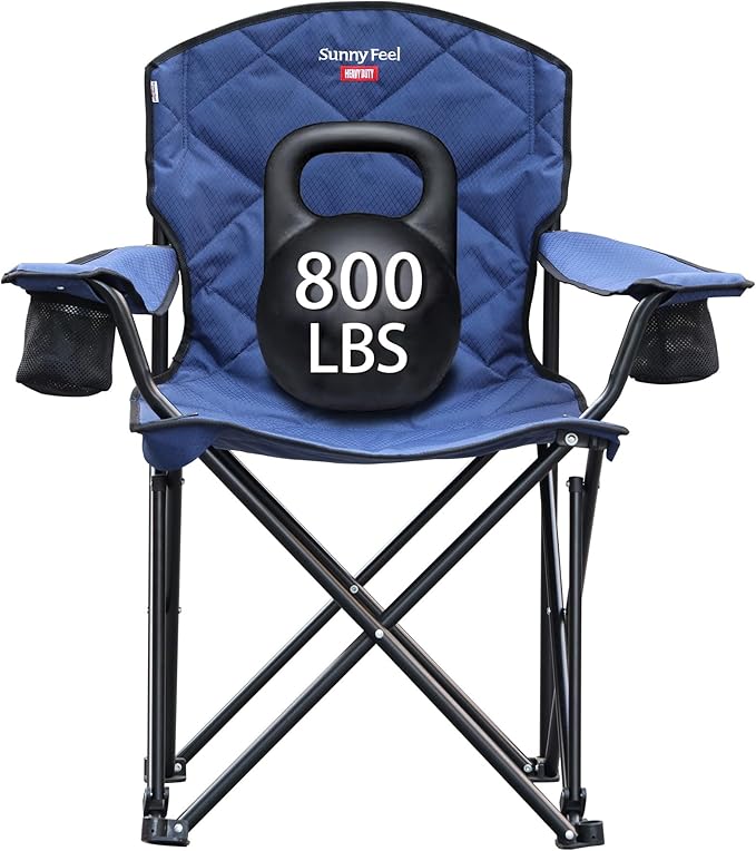 SUNNYFEEL XXL Oversized Camping Chair Heavy Duty 800 LBS for Big Tall People Padded Portable Folding Quad Lawn Chairs with...