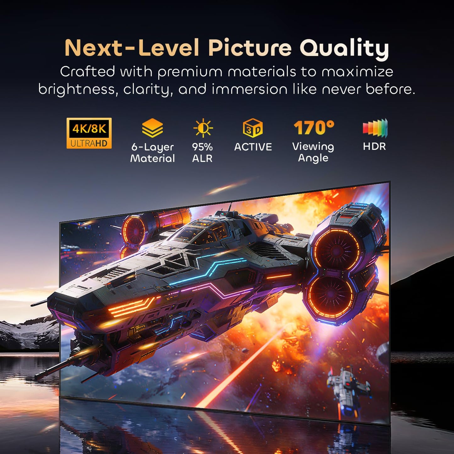 NothingProjector ALR Screen for Long/Standard Throw Projector, 130 inch, 95% Ambient Ceiling Light Rejecting, 4K/8K Ultra HD, Active 3D, Anti Daylight, Fixed Frame Wall Mount Non-UST NothPJ