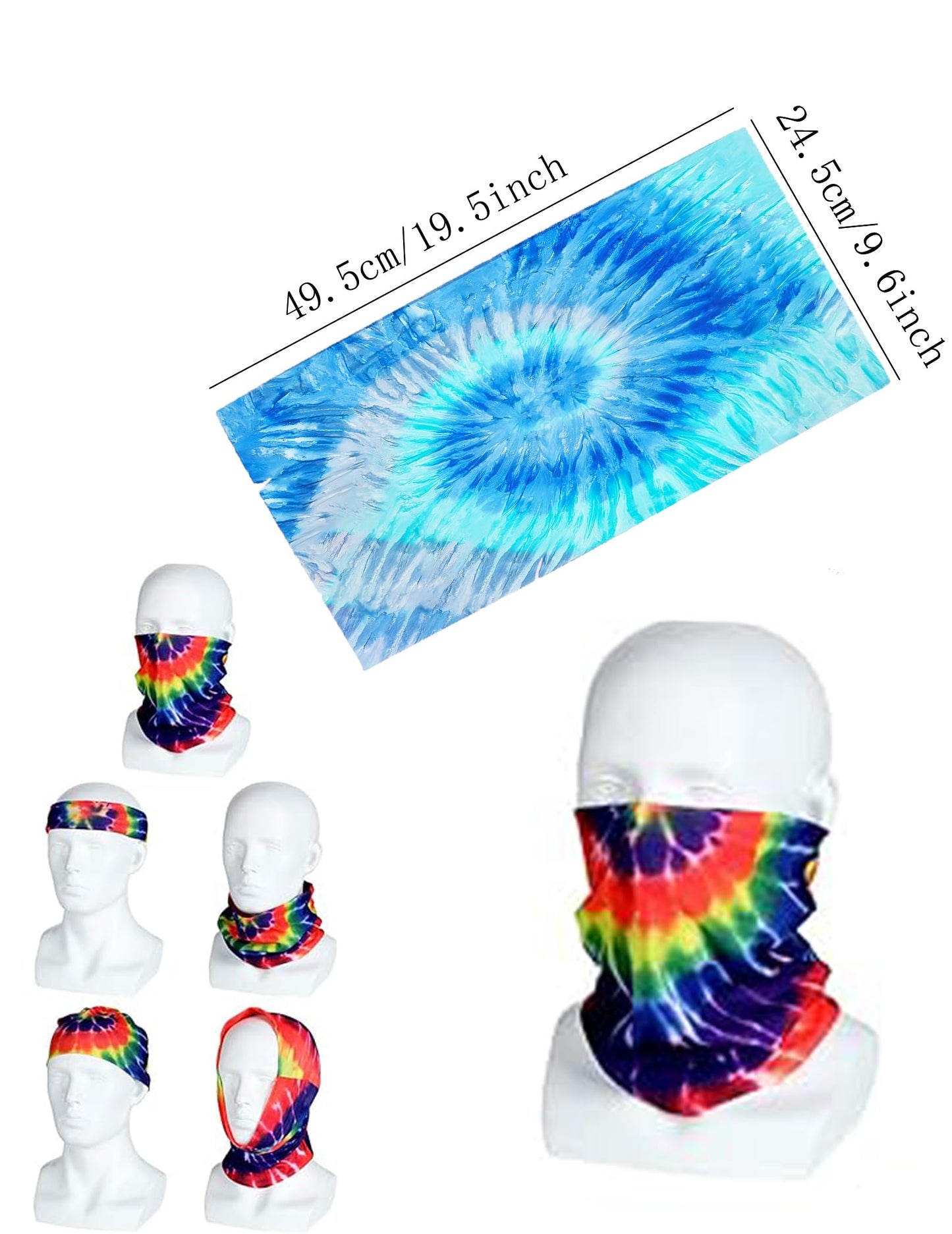 Inrajoper Hippie Costume for Men 60s 70s Colorful T-Shirt Outfits 4 PCS Accessories Set for Theme Party Blue X-Large