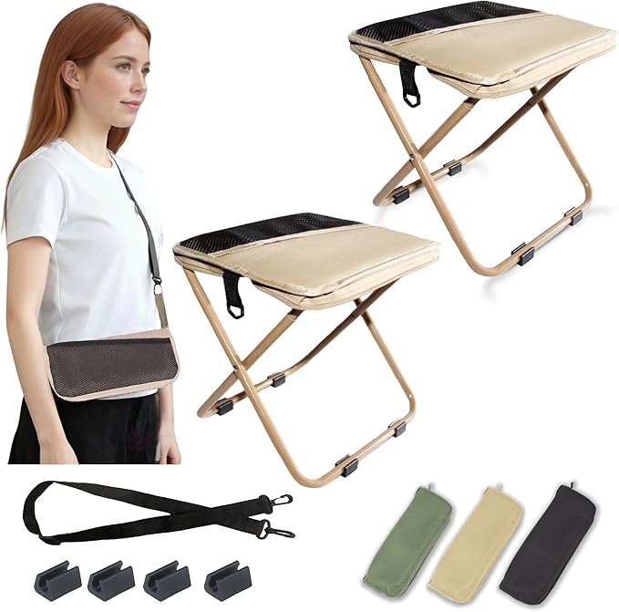 COMELY Portable Camping Stool Foldable &Collapsible: Lightweight Reinforced Frame & Padded Fabric, One-Second Setup for Ou...
