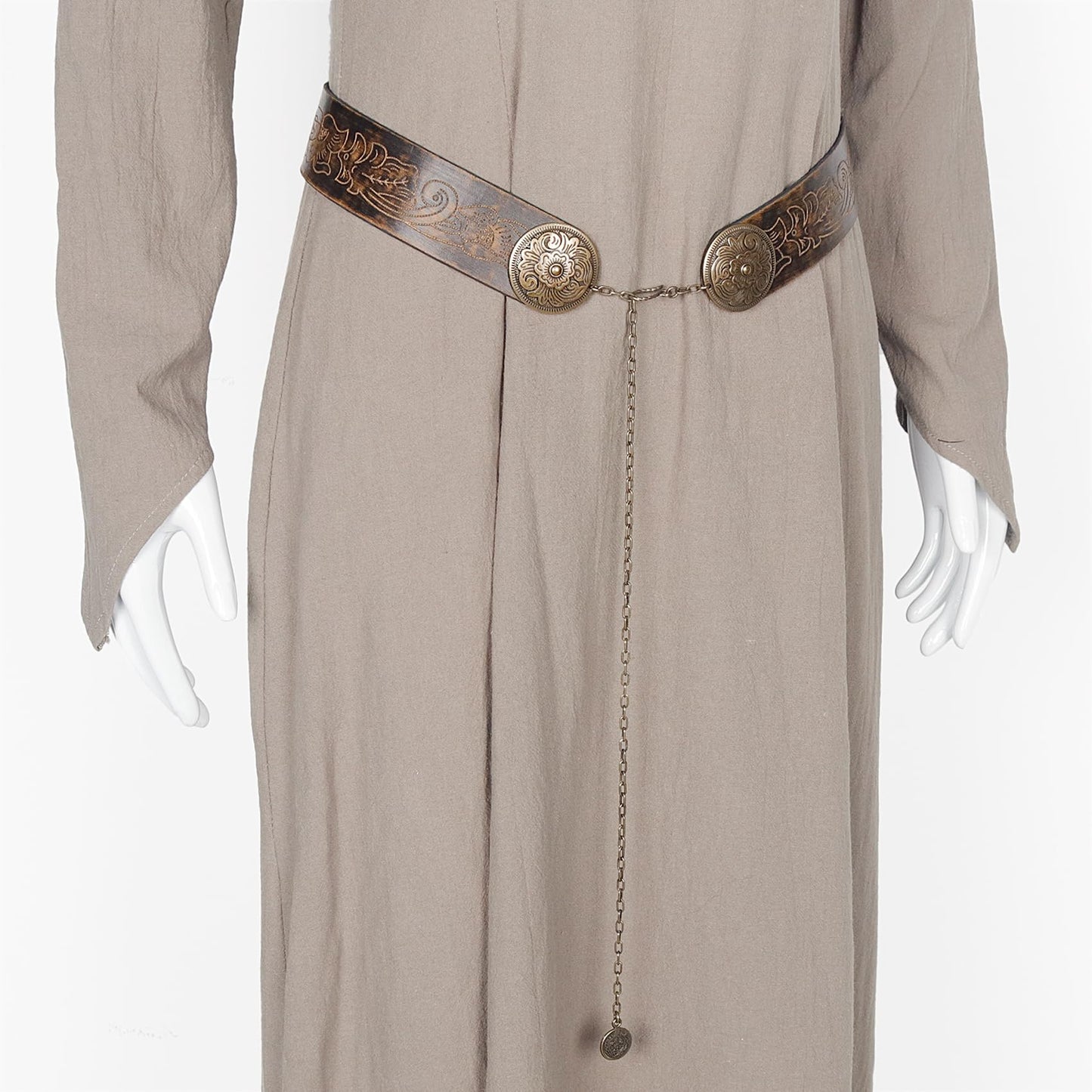 L'VOW Medieval Leather Belt Wide Viking Belt Cowgirl Leather Waist Belt Western Cinch Belt for Women Dresses(Brown,S)