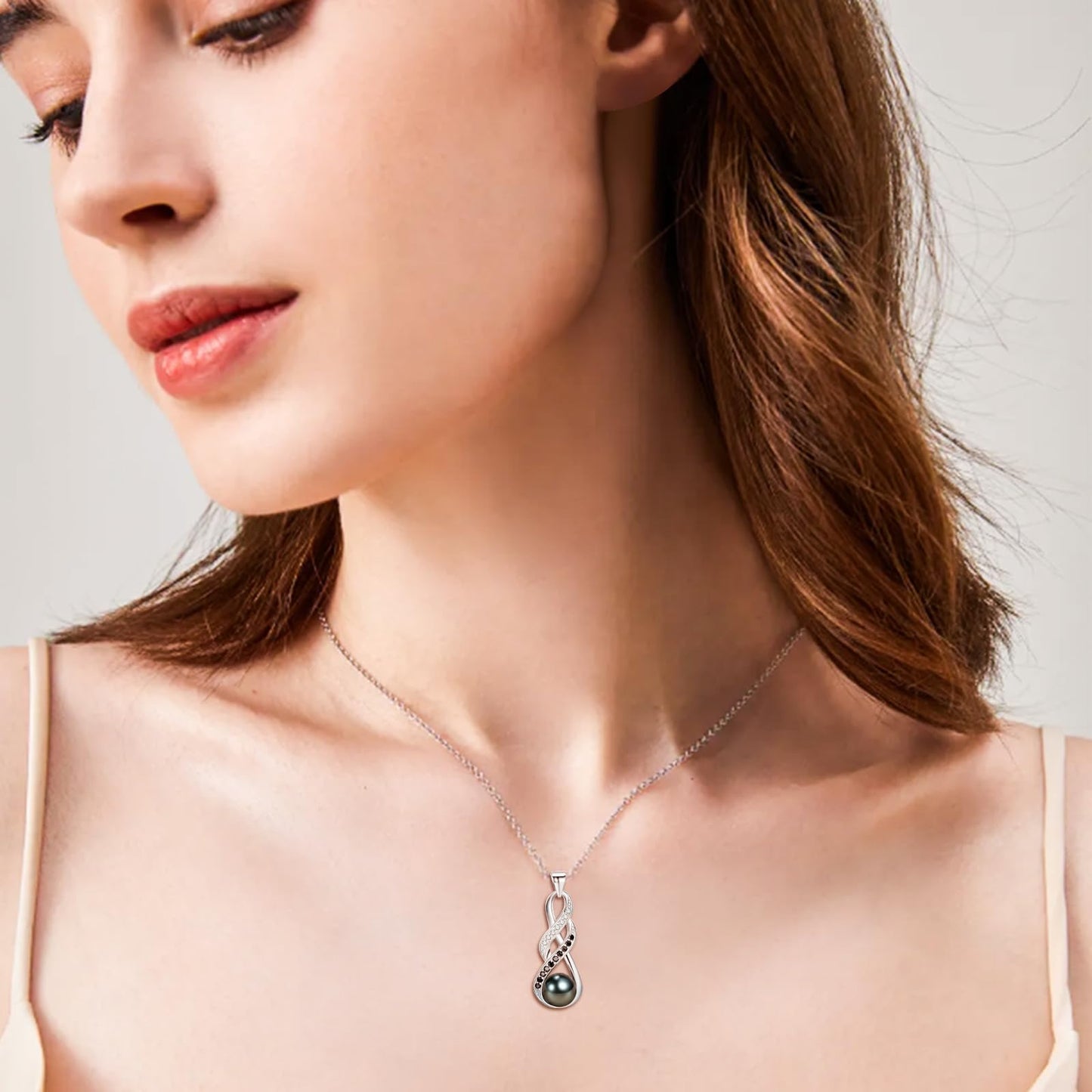 NONNYL Birthday Gifts for Women Valentine's Day Gifts for Her Grandma-Mothers Day Gifts for Mom, Gift for Wife Wedding Birthday Anniversary Jewelry,Christmas Day Gifts Tahitian Black Pearl Necklace