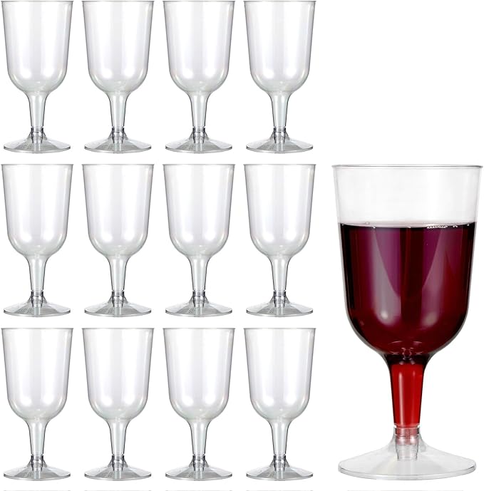 MATANA 12 Premium Plastic Wine Glasses (6 oz) - Hard Plastic Wine Glass for Cocktails, Dessert, Wine Tasting - Reusable Wi...