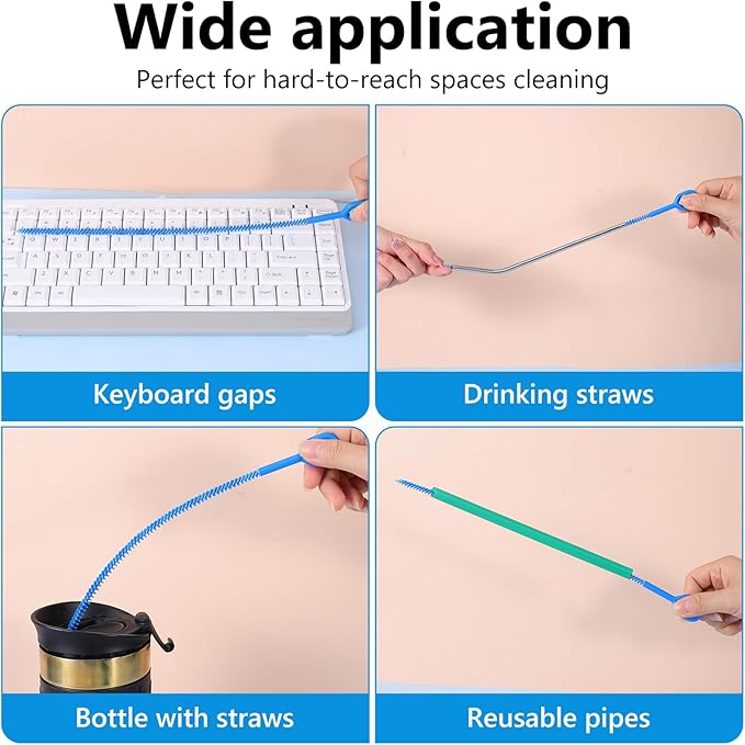 5Pcs Straw Clean Brush Extra Long 12 Inch Reusable Straw Cleaner Accessories Diameters Ranging from 6-12mm for Water Bottles Tubes Sippy Cup