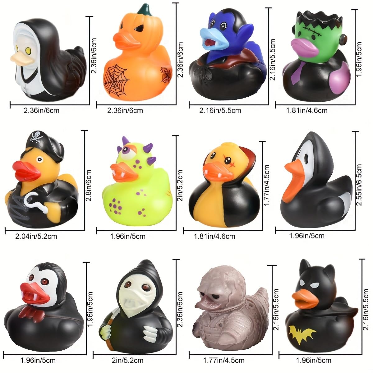 Halloween Rubber Ducks, 24 Piece Set, Spooky Monster Bath Toys Collection