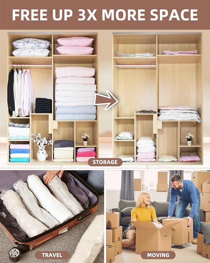 Vacuum Storage Bags, Vacuum Seal Bags for Foam Mattress,Clothing & Bedding, Space Saver Bags for Organization and Storage(10 Large)