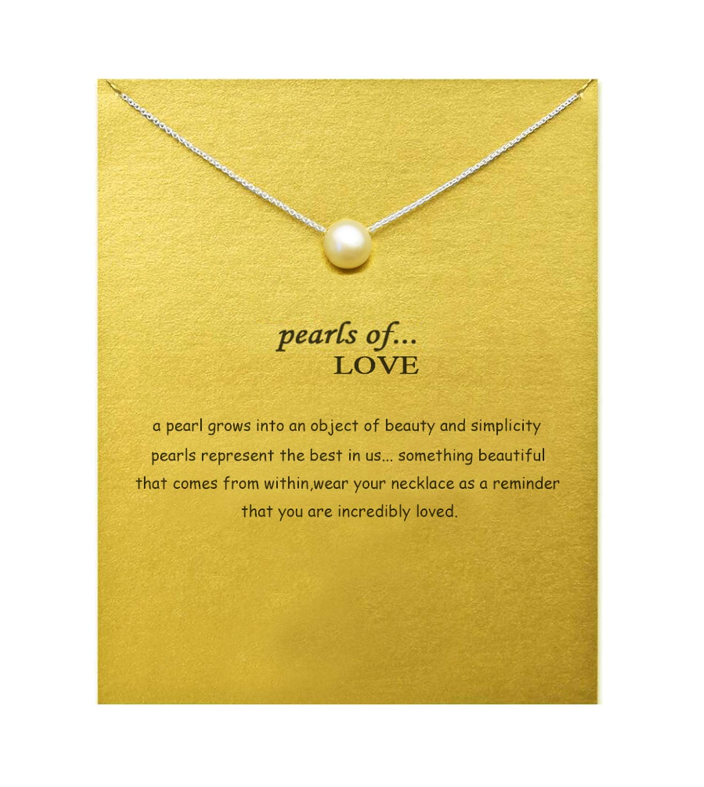 Hundred River Pearl Necklace Pendant Chain Necklace with Message Card Gift Card (Pearl s)