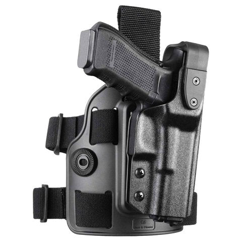 GUN & FLOWER Drop Leg Holster, Fits Glock 17/19 (Gen1-5), 22/23 /31/32 (Gen1-4), 19x /44/45, Level II Retention Duty Kydex Pistol Holster, Adjustable Strap & Ride Hight, Right Hand