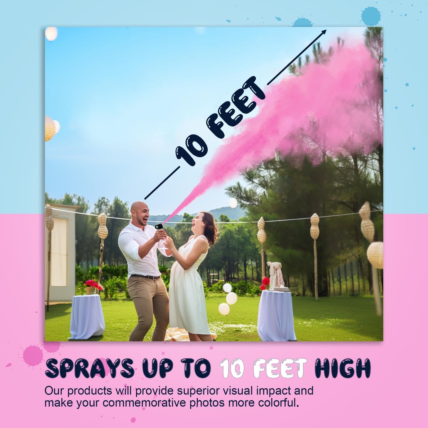POPUPARTY Gender Reveal Fire Extinguisher Color Blasters, 1 Pink Blaster, 1 Blue Blaster for Baby Boy or Girl Gender Reveal Party
