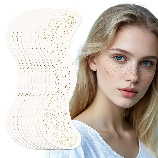 10 PCS Glitter Freckles Face Tattoo Gold Sparkle Star Freckles Face Glitter Makeup Patches Glitter Freckles for Face, Cute...