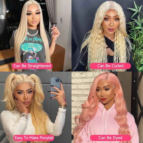Lotulo 613 HD Lace Frontal Wig 13x6 200 Density, Blonde Lace Front Wigs Human Hair, Pre Plucked Bleached Knots with Baby Hair Natural Hairline Body Wave 613 Lace Front Wig Human Hair (28 Inch)