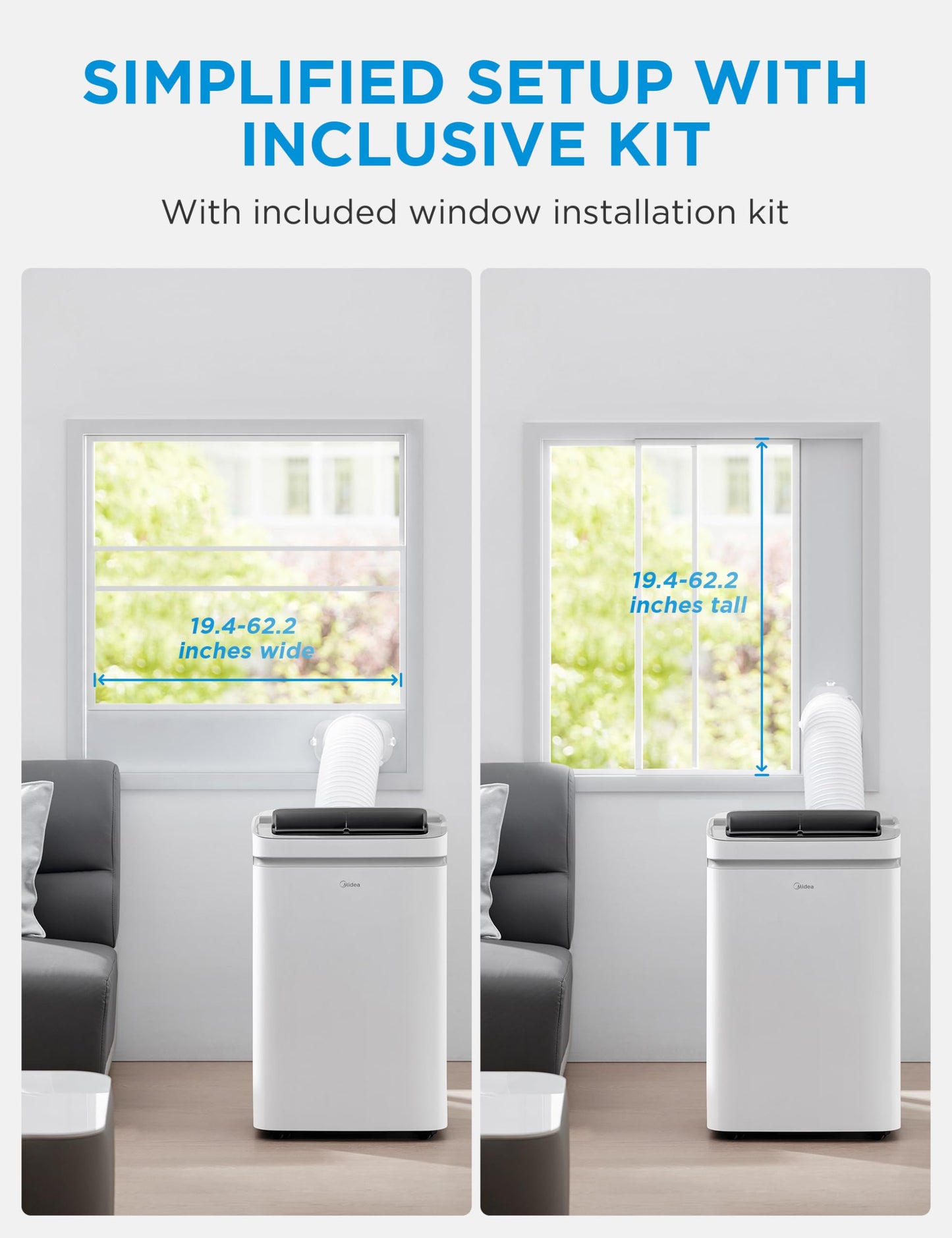 Midea 12,000 BTU ASHRAE (8,000 BTU SACC) Portable Air Conditioner, Cools up to 350 Sq.Ft., with Dehumidifier & Fan mode, Control with Remote, Amazon Alexa & Google Assistant, Easy-to-use and Install