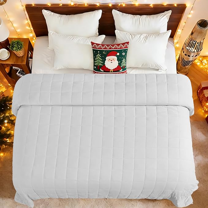 King Size Weighted Blanket for Adults (25 lbs, 80” x 87”, White) Cooling Heavy Blanket for Sleeping Perfect for 240-260 lbs, Breathable Blanket for Adults & Couple All Season, Machine Washable