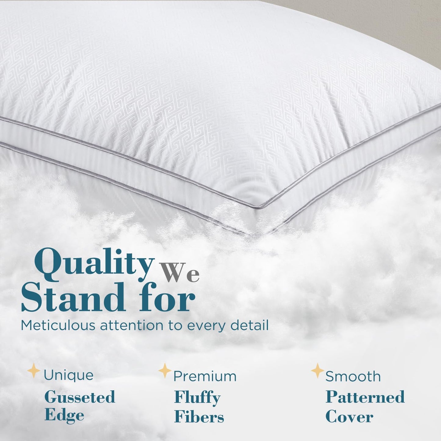 viewstar Pillows Queen Size Set of 2, Hotel Quality, Down Alternative Gusseted Bed Pillows for Side, Back, or Stomach Sleepers, White