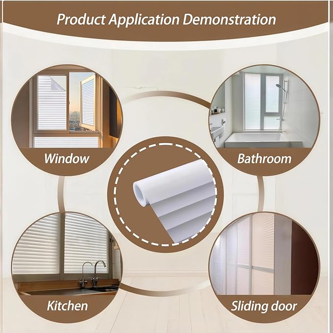 Frosted Glass Window Privacy Film Decorative, Bathroom Window Privacy Film for Glass Windows Cover, Static Cling, Removable, Reusable, Anti-UV, Heat Blocking, with Tools 29x157inch