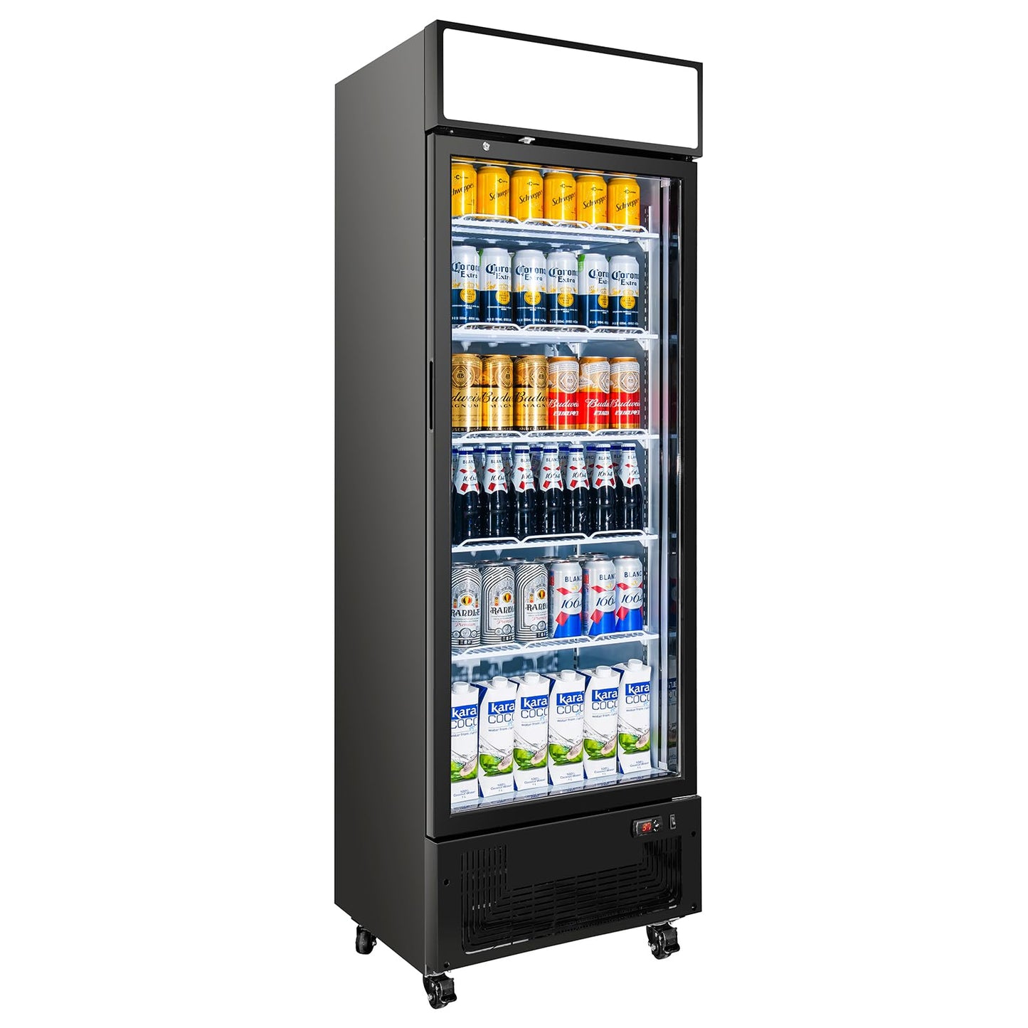 BINGERMA Commercial Display Refrigerator with Glass Door 12 Cu.ft Merchandiser Beverage Cooler Bar Black Drink Fridge for Convenience Stores, Supermarkets,Bars,Offices