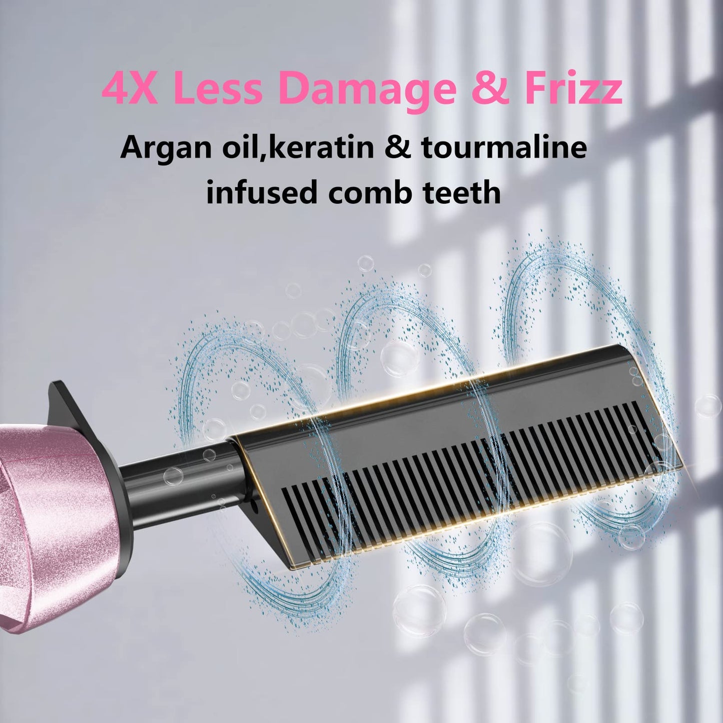 DAN Technology 500 High Heat hot Comb Hair Straightener, Pink, Adjustable Temperature, Dual Voltage, for Wigs, Professional Pres