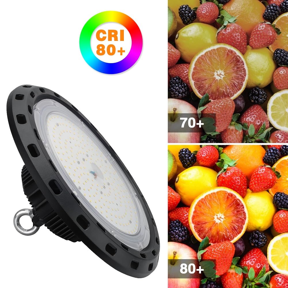 BEULT High Bay Led Shop Lights 100W 15000LM (Equiv. 400W MH/HPS) UFO Led High Bay Light for Shop Warehouse Workshop Factory 1Pack AC100-277V