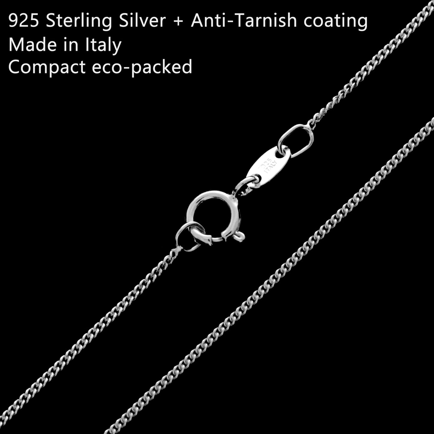 SilverAmber Jewellery UK - 925 Sterling Silver 20 Inch Delicate Italian Curbs - 0.52 mm Thin Chain Necklace - GCH00520