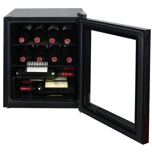 Avanti Beverage Refrigerator and Wine Cooler with 15 Bottle/60 Can Capacity, Glass Door, 17-Inch Wide Freestanding, Adjustable Thermostat Control, 1.6-Cubic Feet, Black