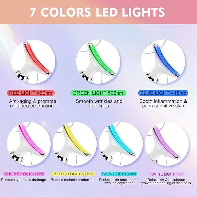 New Red-Light-Therapy-for-Face and Neck Massager,7 Colors Womens Skin Rejuvenation Lifting Facial Massager Tool for Toning,Glow Boost
