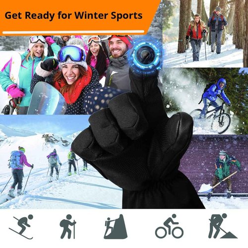 AKASO Heated Gloves for Men Women, Electric Heated Ski Gloves with 3 Heating Modes, Thermal Insulation Winter with Rechargeable Battery-Overheating Protection- Best Gift (Black, X-Large)