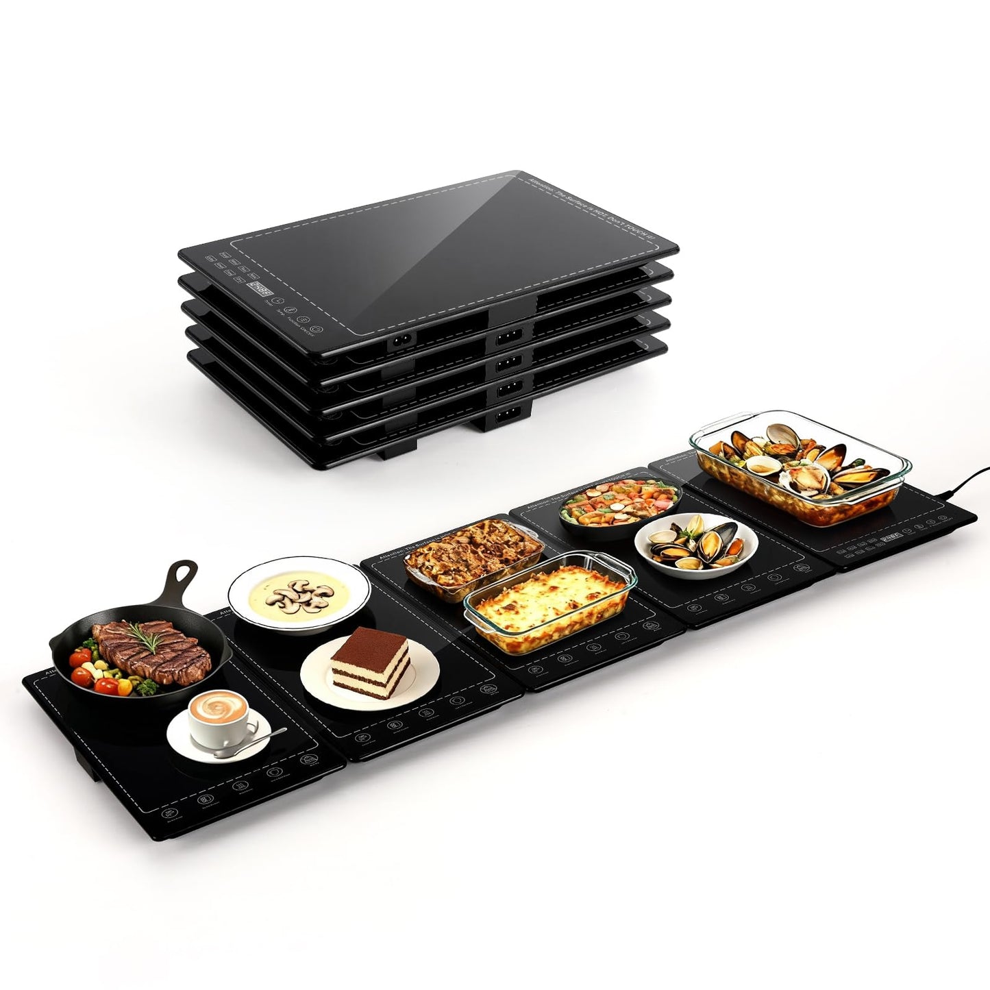 Electric Warming Tray,41"x 15" Food Warmer for Parties Buffet with 10 Temp-Settings, 5-in-1 Warming Mat for Food Built-in Thermostat and Surface Heating, Warming Tray for Parties Buffet,Gatherings