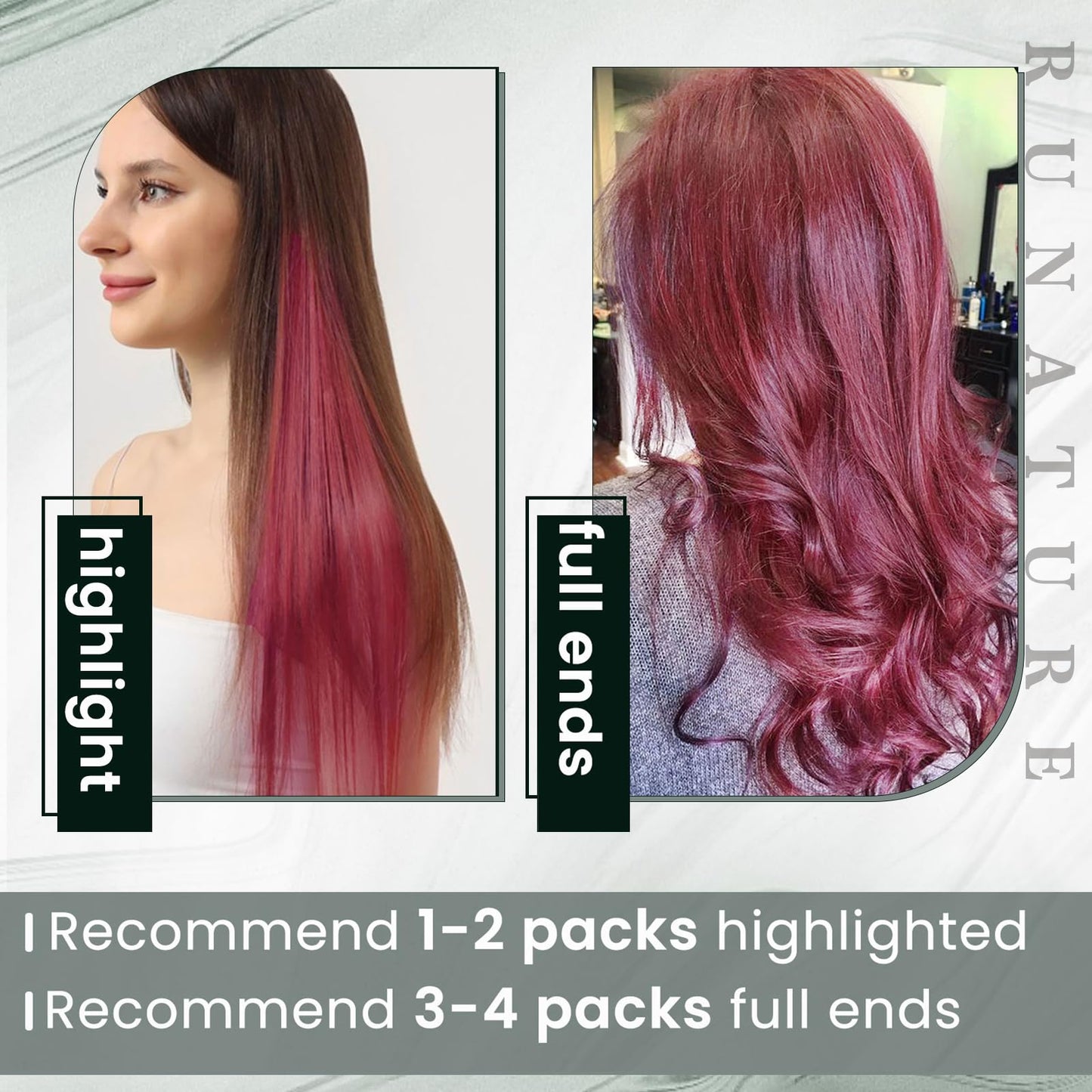 RUNATURE I Tip Hair Extensions Real Human Hair I Tip Extensions Burgundy I Tip Human Hair Extensions for Highlight Long Remy Hai