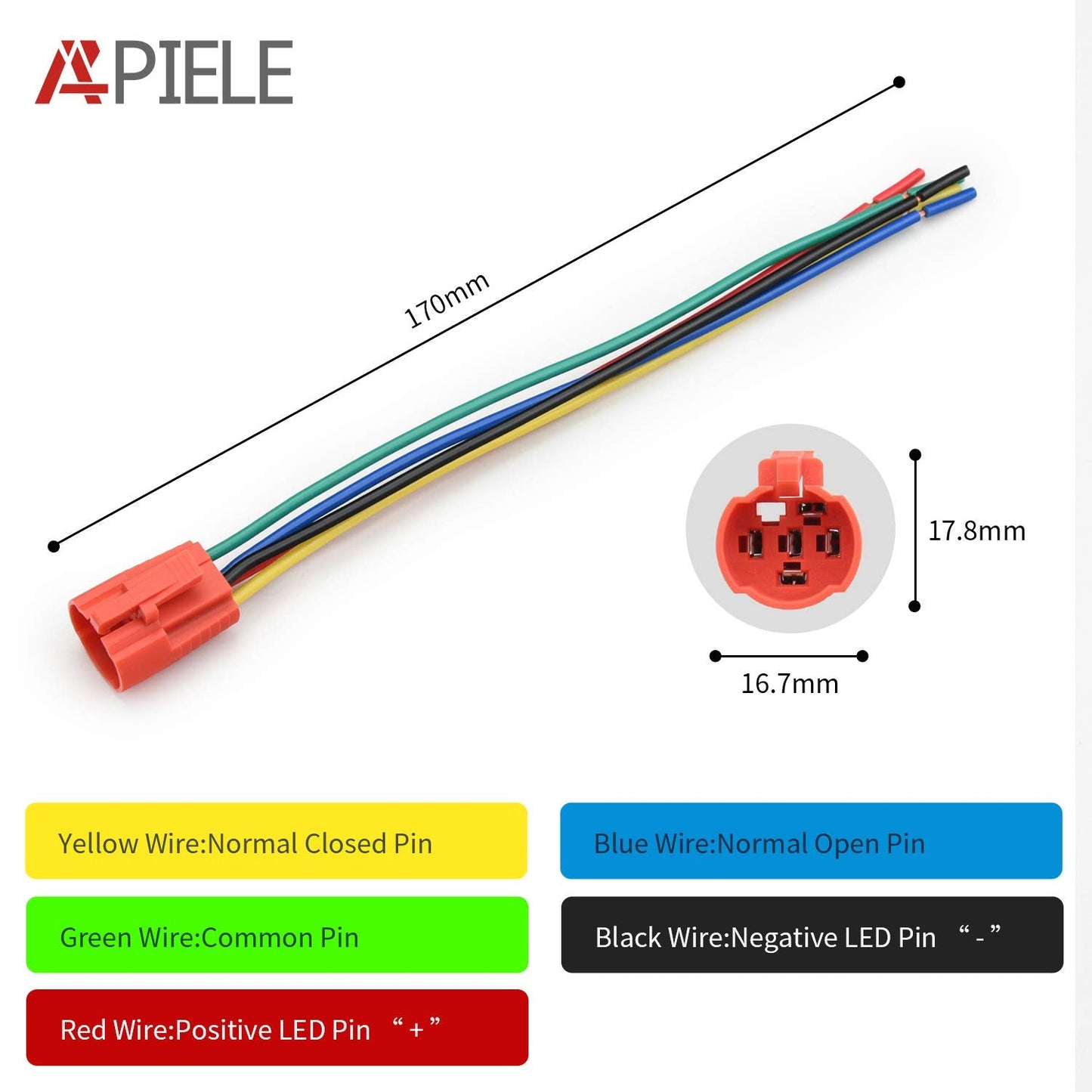 APIELE 16mm Latching Push Button Switch 12V DC On Off Black Shell with LED Angel Eye Head for 0.63" Mounting Hole with Wire Socket Plug Self-Locking (White/Black Shell)