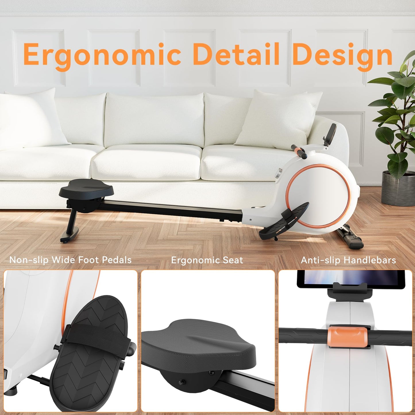 Superun Rowing Machines for Home, Magnetic Rowing Machine with 32 Levels, Rower Machine of Quiet Resistance & 300LBS Weight Capacity, Row Machine with LED Display, App Supported and Comfortable Seat