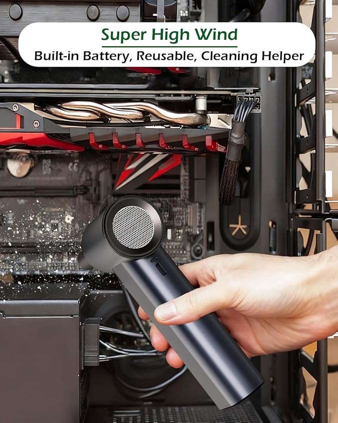 Compressed Air Duster, Electric Air Duster 130000RPM Cordless Rechargeable Motor Portable Blower, Adjustable Mini Blower for Computer, Keyboard, Outdoor, House and Car, Replaces Compressed Air Cans