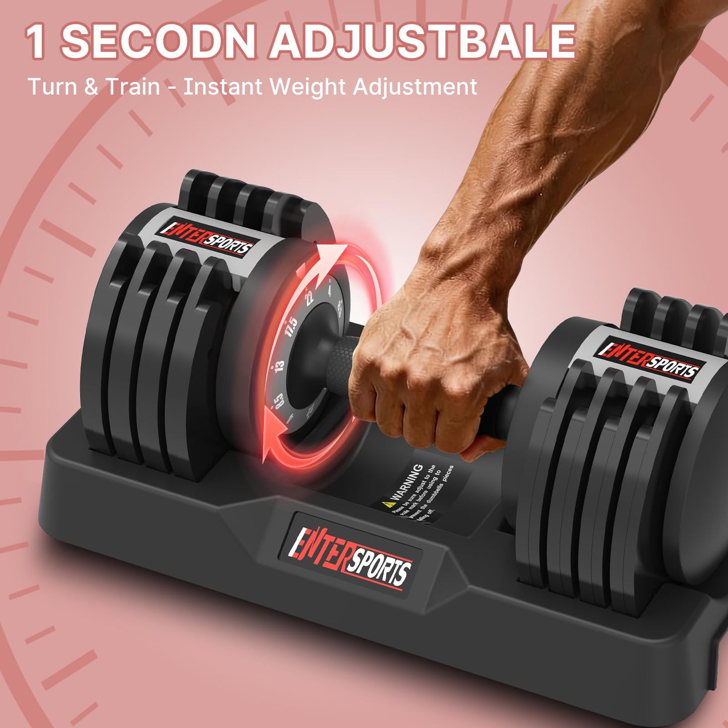 EnterSports 22/44 LBS Adjustable Dumbbell (22lbs Pair)