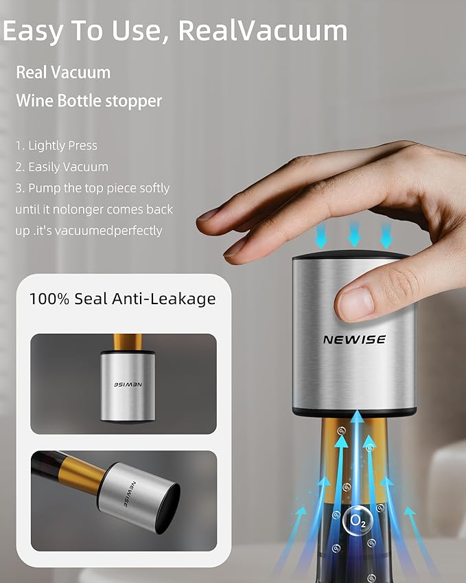 Rechargeable Electric Wine Gift Set: Wine Opener, Aerator, Vacuum Stoppers & Foil Cutter - Wine Lovers Gifts for Women Men - Christmas & White Elephant Gifts