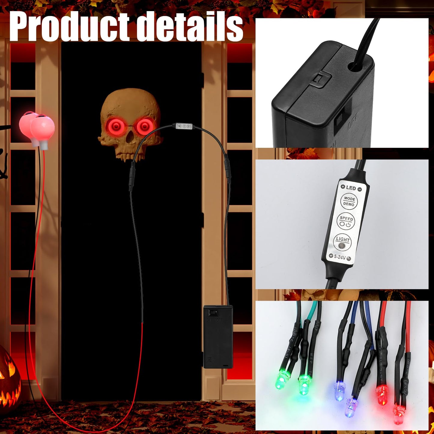 Lenwen 8 Pack Halloween LED Glowing Eyes with Effect Controller and Plastic Eyeballs, Battery Not Included