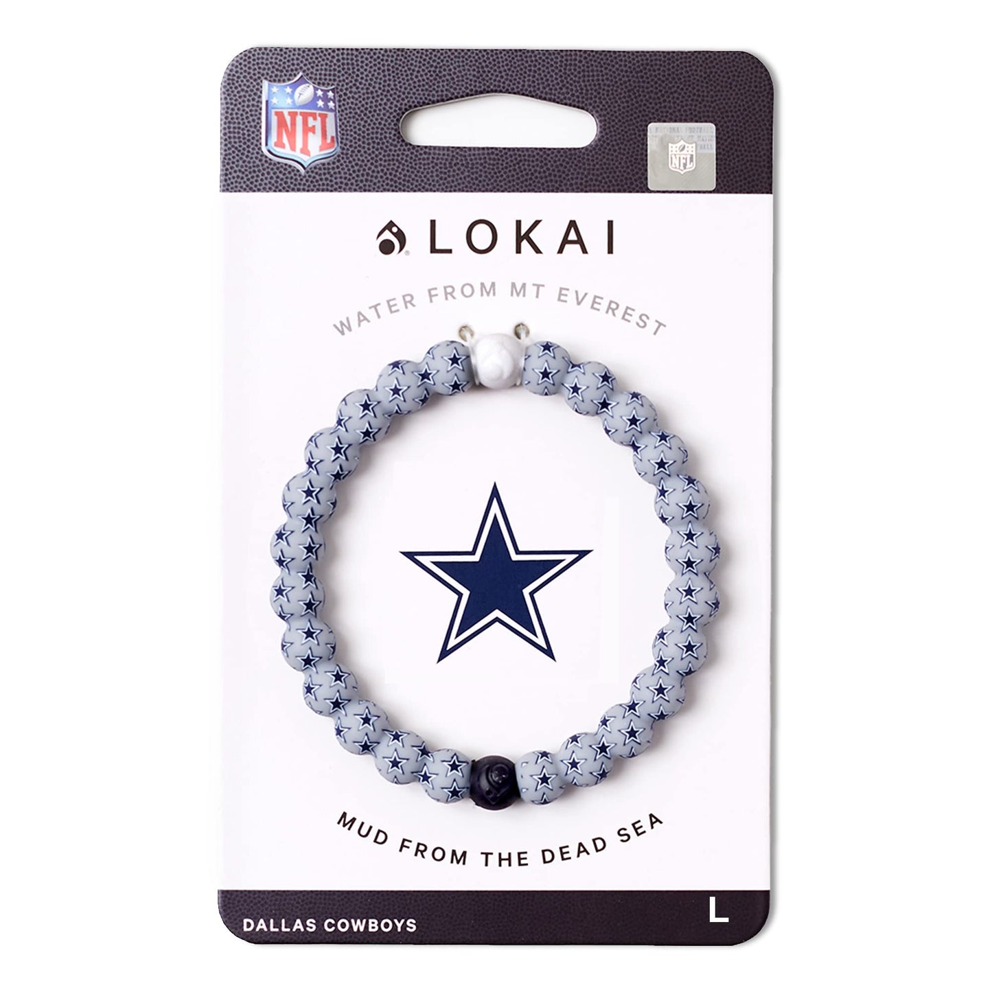Lokai Silicone Beaded Bracelet for Men & Women, NFL Football Collection - Dallas Cowboys, Logo, Large - Silicone Jewelry Fashion