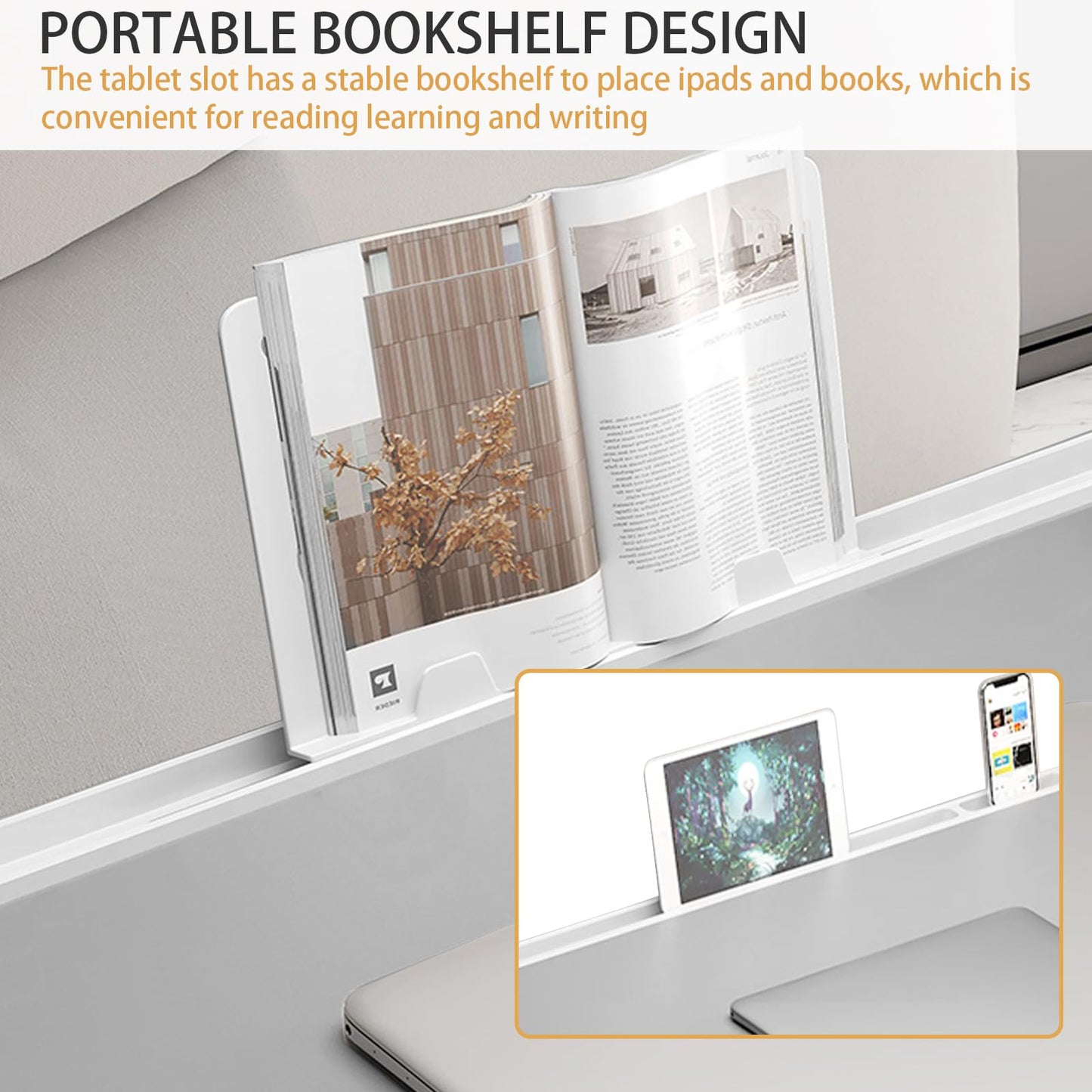 Laptop Desk for Bed, Laptop Bed Tray Table, Foldable Lap Tablet Table with Storage Drawer and Bookstand, Lap Desks Bed Trays for Sofa Couch Floor (Silver)