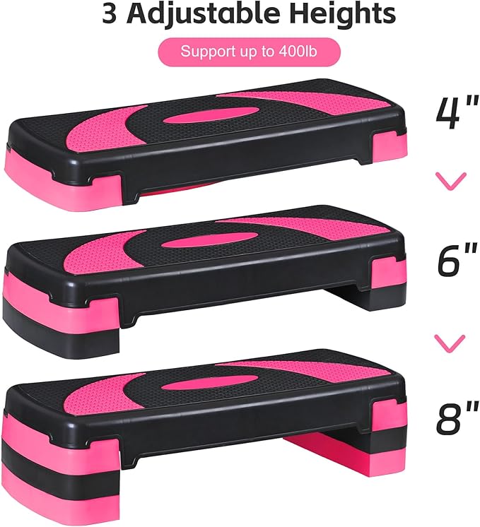 ZENY 31’’ Aerobic Step Platform, Adjustable Exercise Workout Stepper with Stable Risers, Stand Up Steppers for Exercise at Home, Fitness Equipment for Home Gym