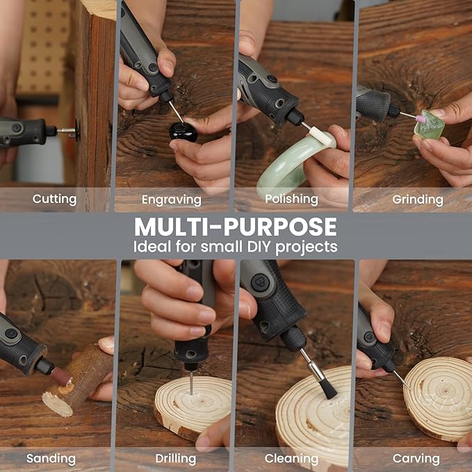 HARDELL Mini Cordless Rotary Tool 4V, 5-Speed Rotary Tool Kit with 129 Accessories, Polishing Kit for Engraving, Sanding, Drilling, Resin Molding, Small Wood Carving Tool or DIY Crafts