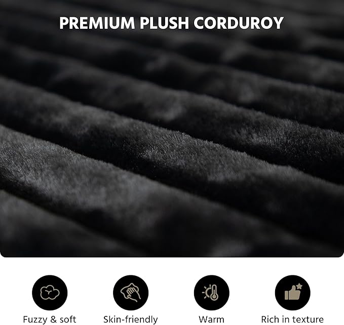LAUSAINT HOME 96" Modular Sectional Sofa Couches, L-Shaped Boneless Cloud Sofa with 3 Deep Seat, 5 Cushiones Oversized Chaise for Living Room, Bedroom, Plush Corduroy Fabric (Left, Black)